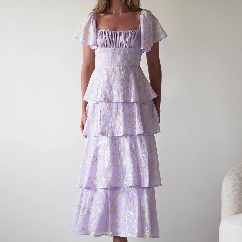 Elegant Lavender Tiered Dress